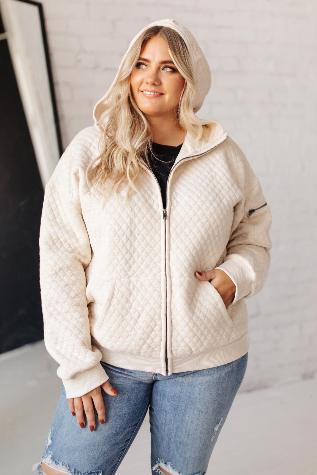 Keep Me Cozy Quilted Jacket in Cream
